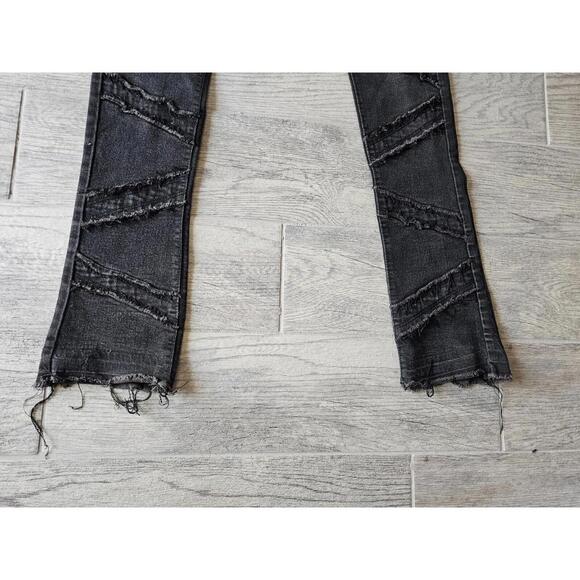 Boy's Youth Waimea Stacked Fit Denim Black Jeans Pants Size 18 Distressed - Picture 5 of 13